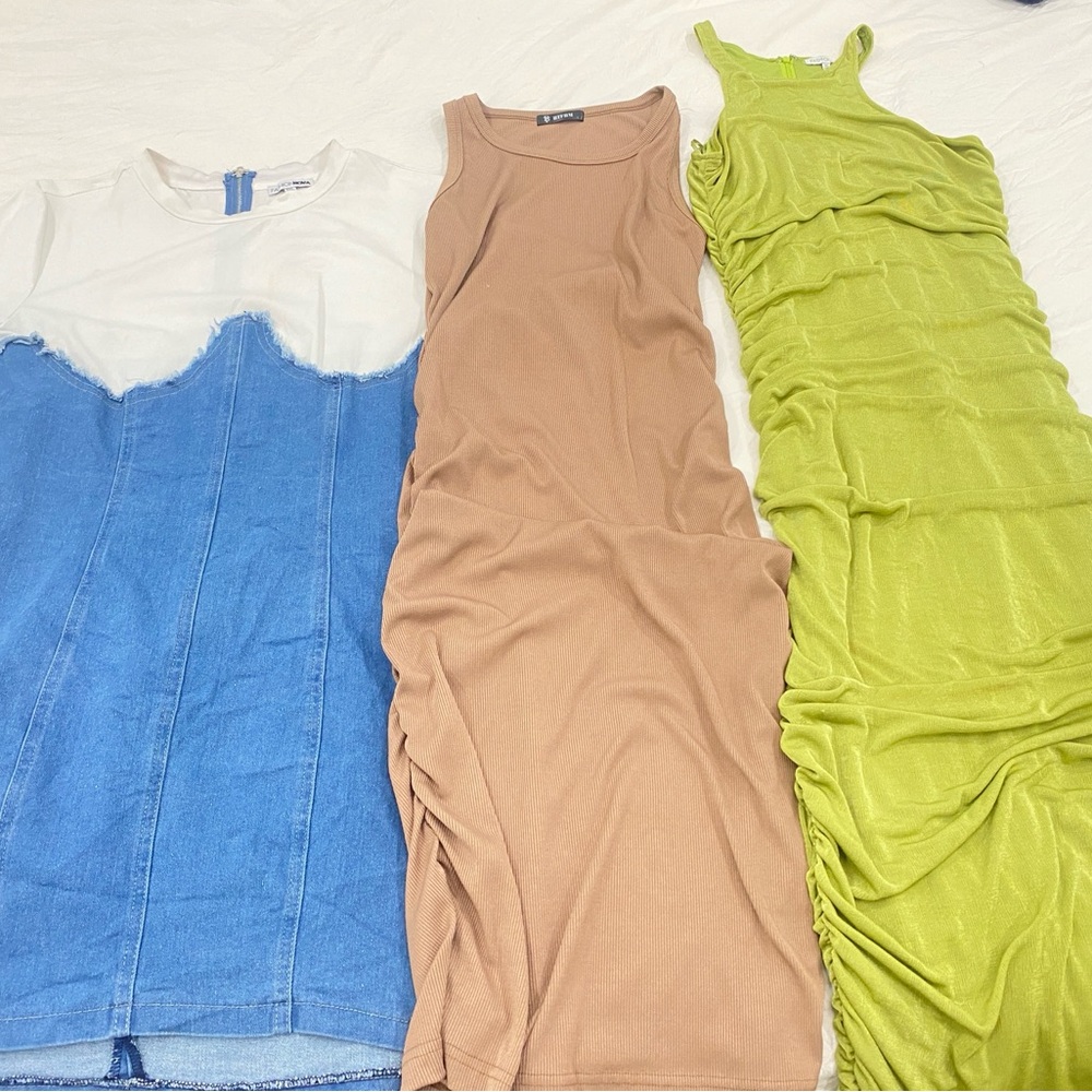Stylish Dress in Blue, Tan, and Green MUST TAKE ALL ITEMS